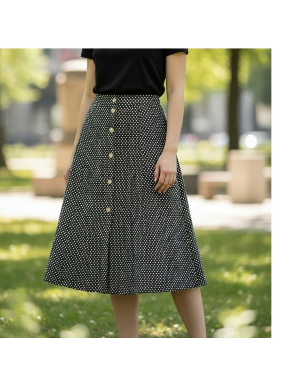 Joyce Howard Jaguar Collection Vintage Polka Dot A-Line Midi Skirt Women XL